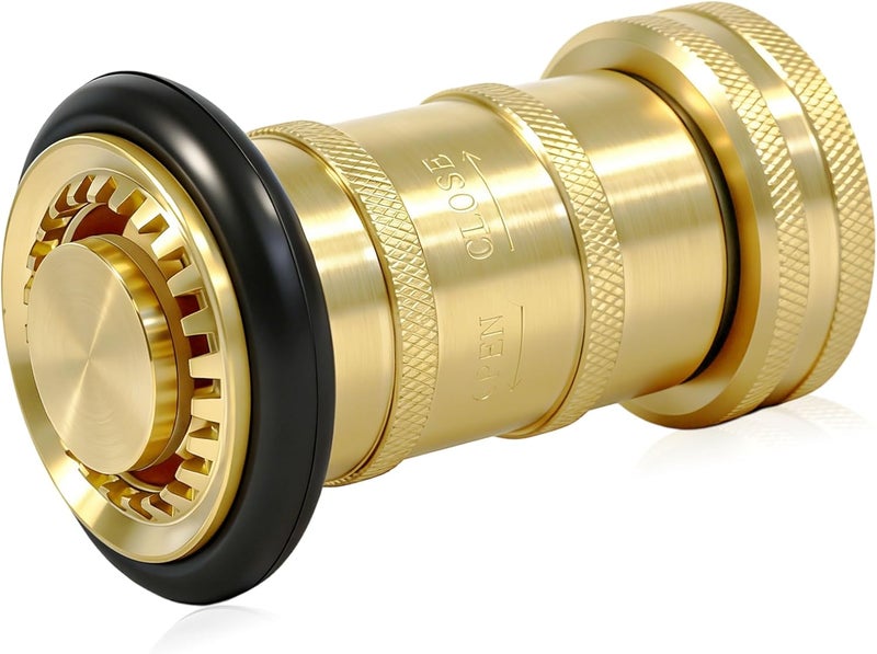 Happy Tree 1" NPSH Fire Hose Nozzle 100 psi 36 gpm Brass Fire Equipment Heavy Duty Industrial Jet Fog Spray Nozzle - Image 1